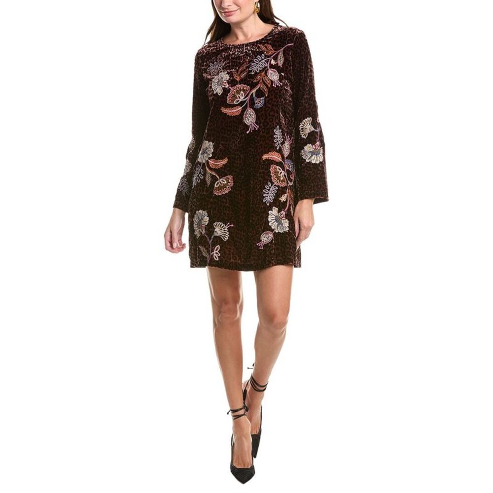 Johnny Was Womens  Kimono Sleeve Swing Dress, Brown